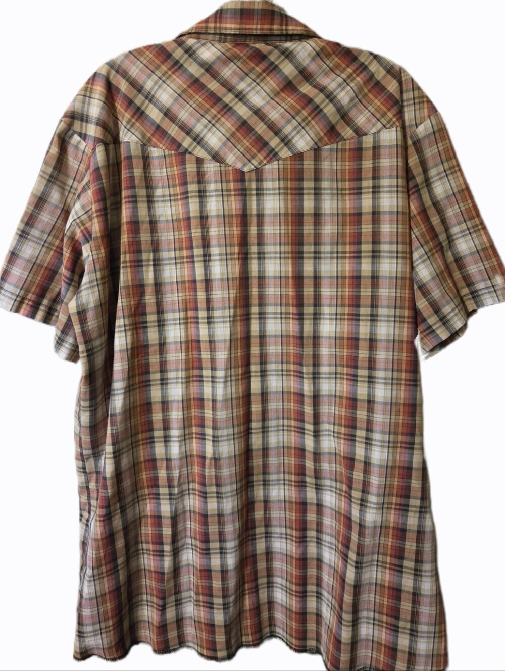 Wrangler Shirt Men's Short-Sleeve Plaid Snap Button Up VTG Western Cowboy Rodeo - Picture 3 of 4
